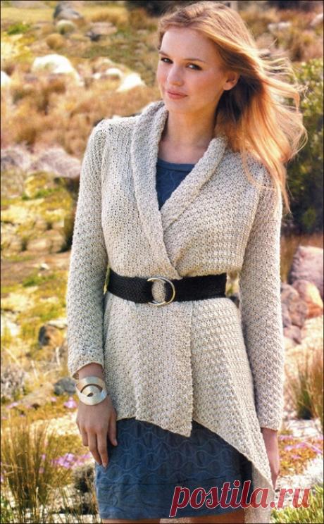 кардиган одним полотном спицами