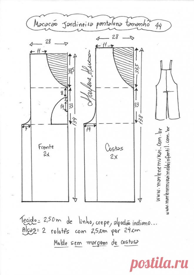 Macacão jardineira pantalona fácil de fazer – Marlene Mukai