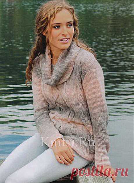 Пуловер с узором из кос. Вязание для женщин / Пуловеры / Спицами