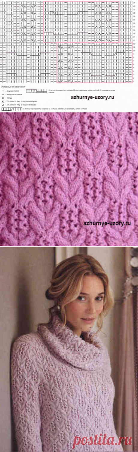 №117 Косы с ажуром спицами | Ажурные Узоры