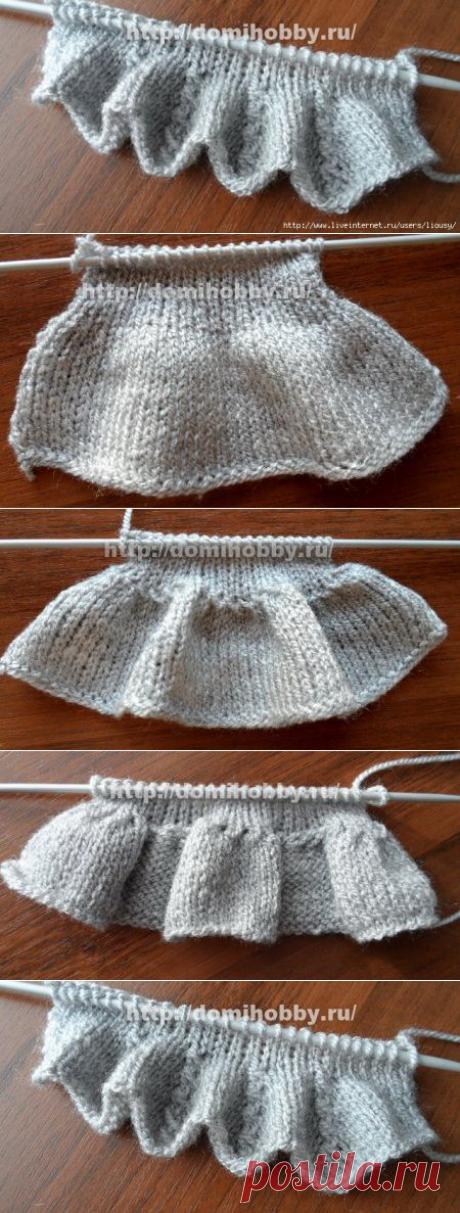 Вязание рюши спицами. Подробный урок.