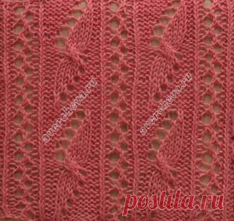 узор 161 ажурные полосы с бантиками | каталог вязаных спицами узоров