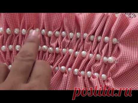 beautiful ,stylish ,easy & simple beaded smoking idea for sleeves & frocks for baby girl