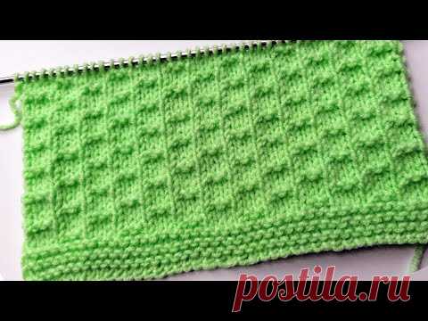 Очень легкий узор спицами. Мелктй рельефный узор для шапочек, кофточек и т.д.