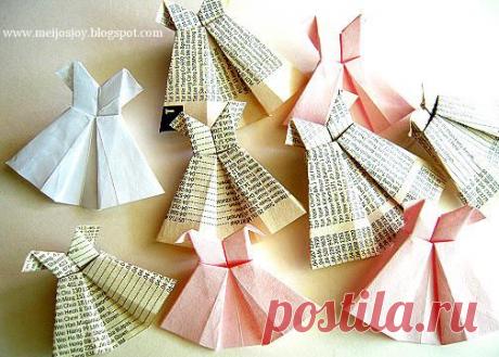 Платье-оригами для скрап-композиций. Фото и видео мастер-классы