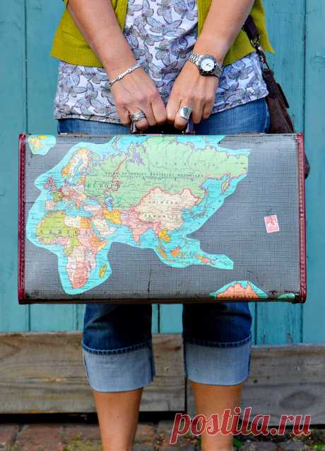 How To Make A Brilliant Vintage Map Suitcase Upcycle - Pillarboxblue - Pillar Box Blue