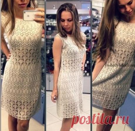 Красивое платье спицами.Схемы, описание https://ya-hozyaika.com/vyazanie-spitsami/plat-ya-tuniki/stil-noe-plat-e-spitsami/