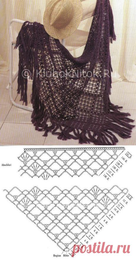 Сетчатая шаль | Вязание для женщин | Вязание спицами и крючком. Схемы вязания.