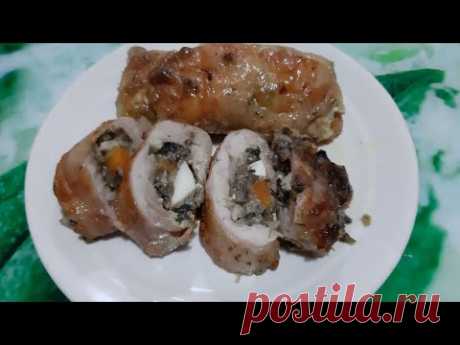 Куриные рулетики и рыбка в слоеном тесте