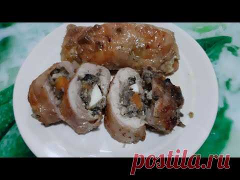 Куриные рулетики и рыбка в слоеном тесте