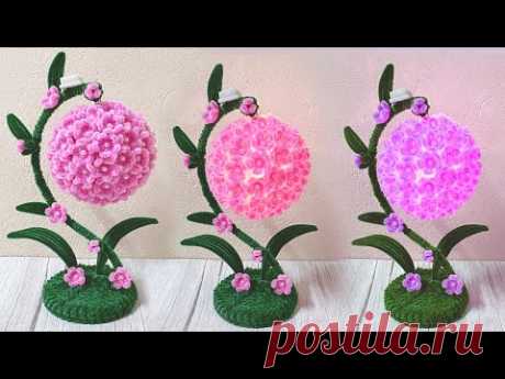 Diy Beautiful Handmade Pipe Cleaner Flower Lamp - Hydrangea Lamp tutorial - Pipe Cleaner Flower Lamp
