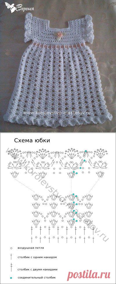 Крестильное платье крючком для девочки со схемами.