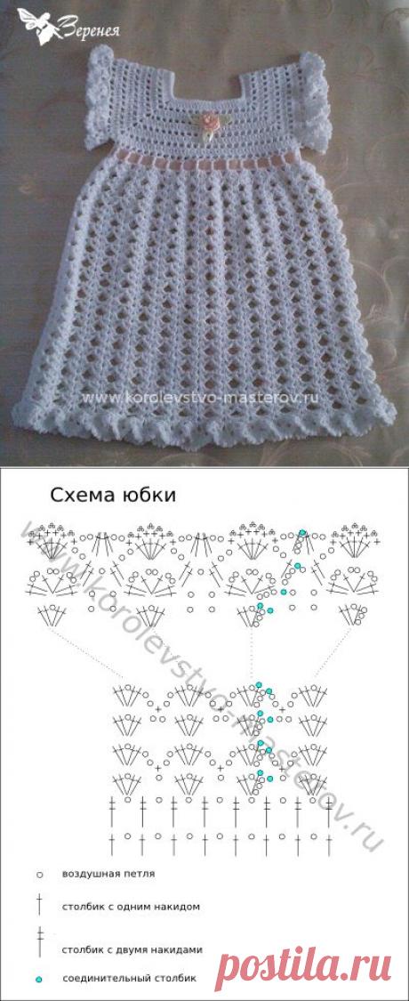 Крестильное платье крючком для девочки со схемами.