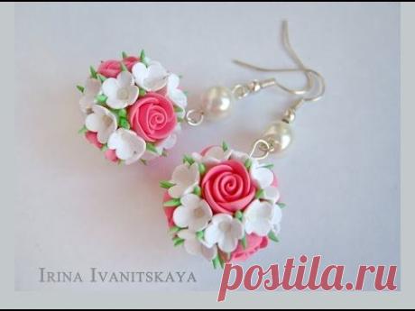 ЦВЕТОЧНЫЕ ШАРЫ серьги ✿ ПОЛИМЕРНАЯ ГЛИНА ✿ МАСТЕР КЛАСС: Flowers balls Polymer Clay