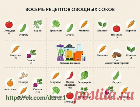8 рецептов овощных соков