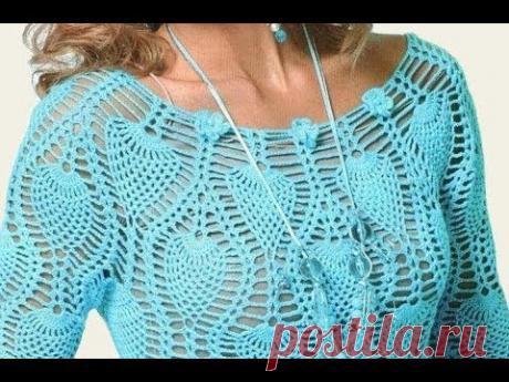 Кофточка Ананасами Крючком - 2019 / Blouse with Pineapple Crochet / Bluse mit Ananas-Haken