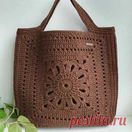 Сумка крючком из двух мотивов