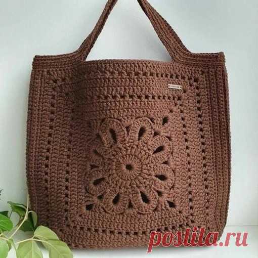 Сумка крючком из двух мотивов