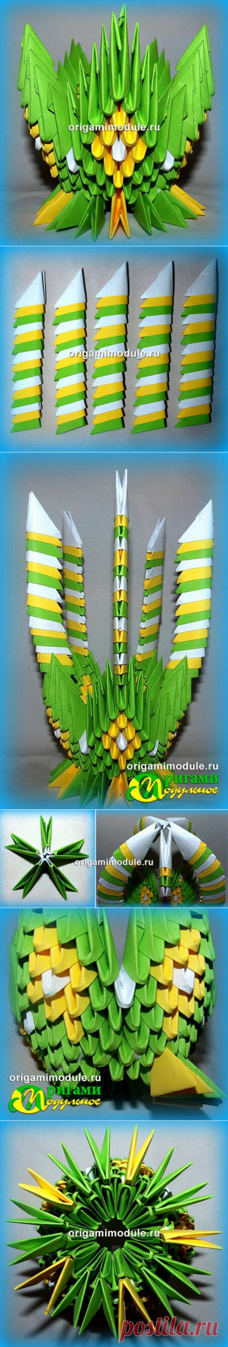 Бумажная корзинка из модулей оригами