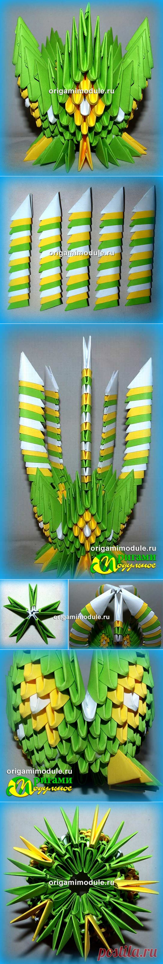 Бумажная корзинка из модулей оригами