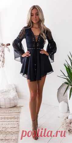 cute bell sleeves short homecoming dresses, little black lace dress for teens, mini summer skirts,back to school dress