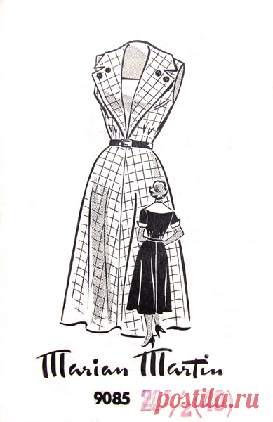 Marian Martin 9085 A Marian Martin 9085; postmarked 1953; Misses' Dress