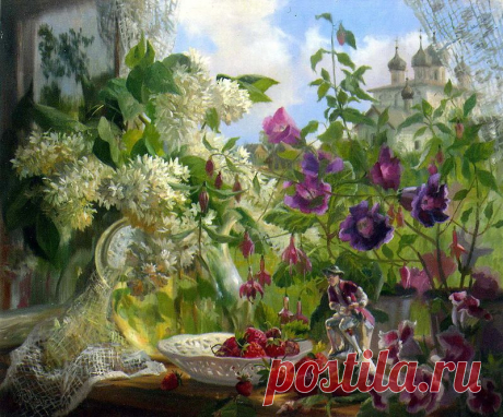 луг.околица.домишко. худ.Василий Жданов.