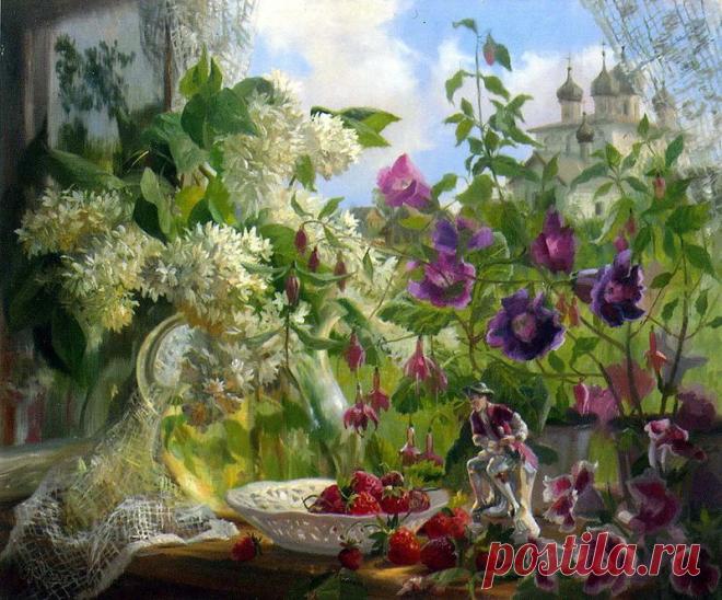 луг.околица.домишко. худ.Василий Жданов.