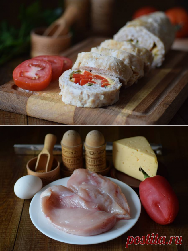 Рецепт с фото: Куриный рулет с сыром и сладким перцем