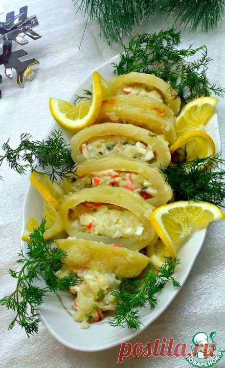 Кальмары, фаршированные крабовым мясом и сыром - кулинарный рецепт