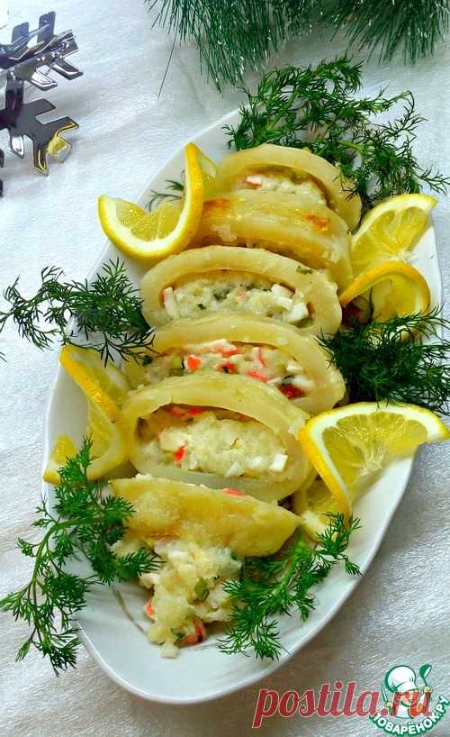 Кальмары, фаршированные крабовым мясом и сыром - кулинарный рецепт