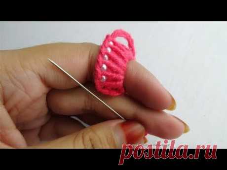 hand embroidery amazing trick with finger| #super easy wool embroidery idea| easy sewing hacks