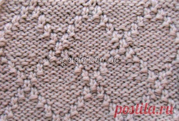 Узор спицами. Рельефные ромбы. Описание, схема