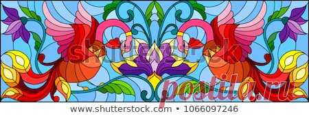 Стоковая векторная графика «Illustration Stained Glass Style Abstract Red» (без лицензионных платежей), 1066097246: Shutterstock