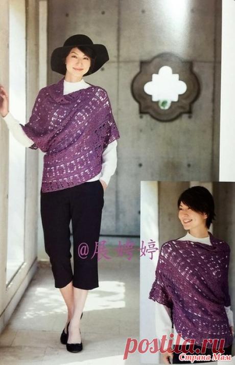 Ажурный пуловер оригинального силуэта. Крючок. - ВЯЗАНАЯ МОДА+ ДЛЯ НЕМОДЕЛЬНЫХ ДАМ - Страна Мам