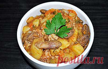 Рагу из куриных желудочков – пошаговый рецепт с фото