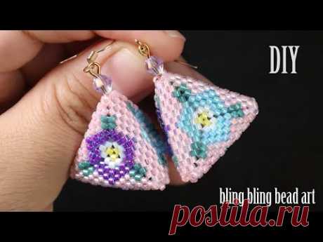 آموزش گوشواره هرمی با منجوق شیک و ظریف Beaded Piramide earring elegant and easy /DIY