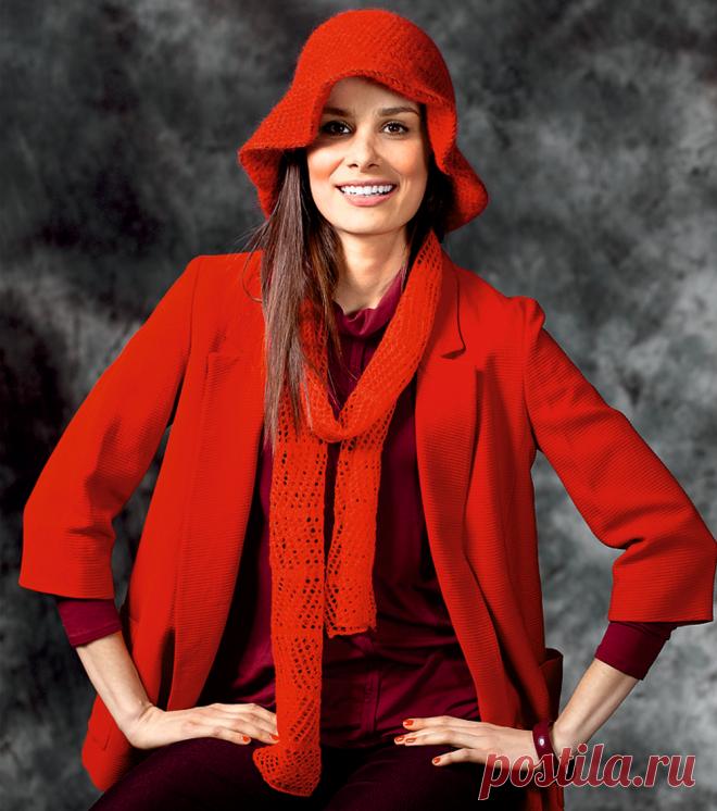 Шляпа и ажурный шарфик - схема вязания крючком. Вяжем Комплекты на Verena.ru