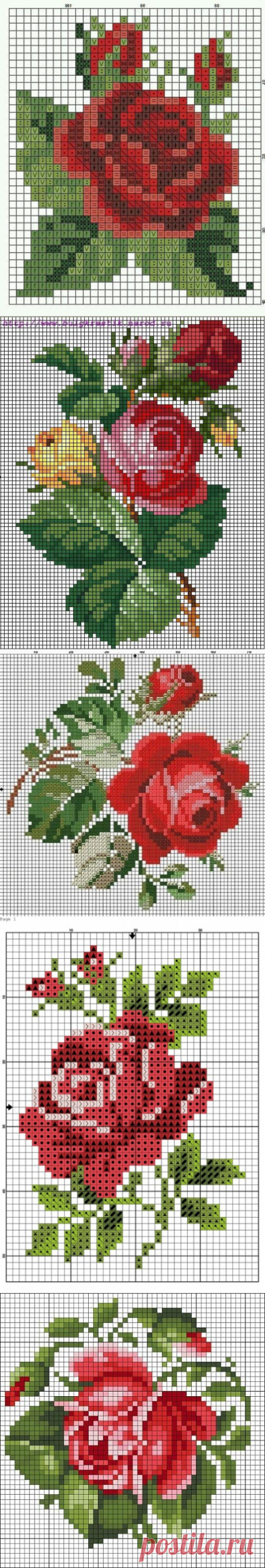 Простая вышивка красивых цветов