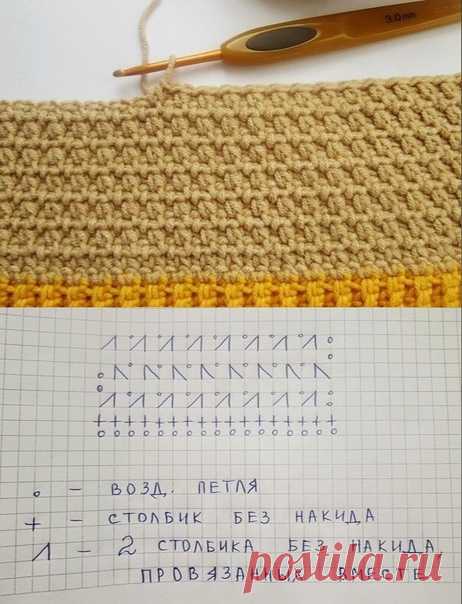 Плотный узор крючком для вязания на заметку :