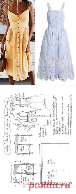 Vestido de alcinha chemisier | DIY - molde, corte e costura - Marlene Mukai