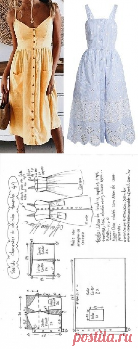 Vestido de alcinha chemisier | DIY - molde, corte e costura - Marlene Mukai