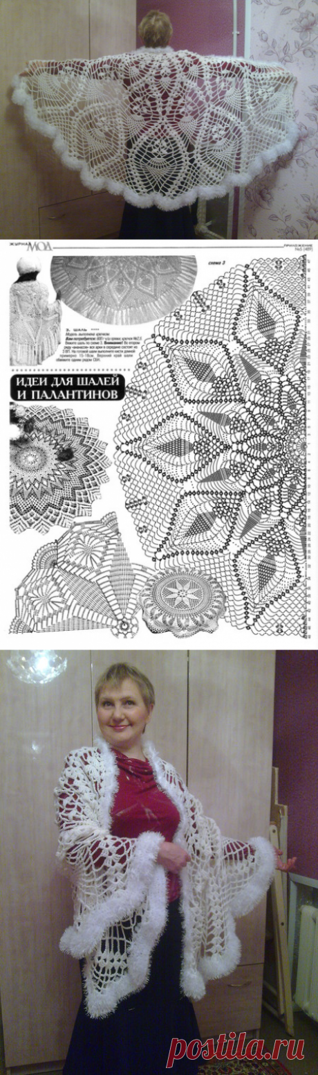 Шаль &quot;Ананасы&quot; с травкой.