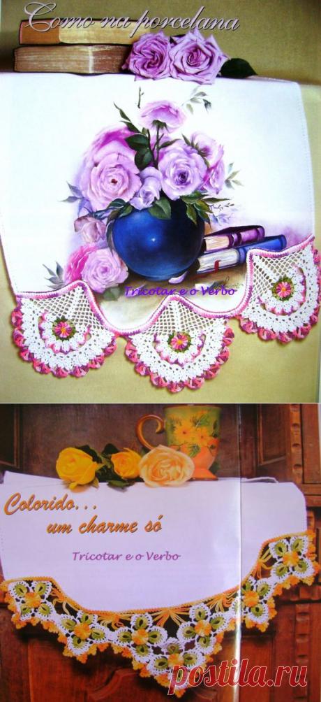 Обвязка края крючком. Красивые идеи со схемами.