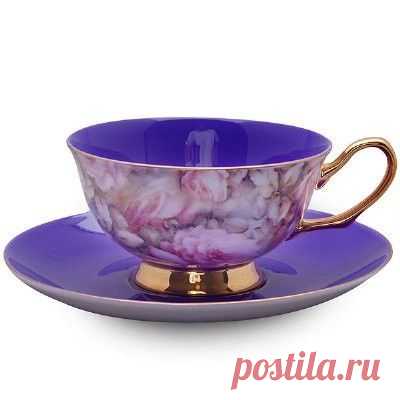 Satin Shelley Purple Bone China Tea Cup Saucer Set