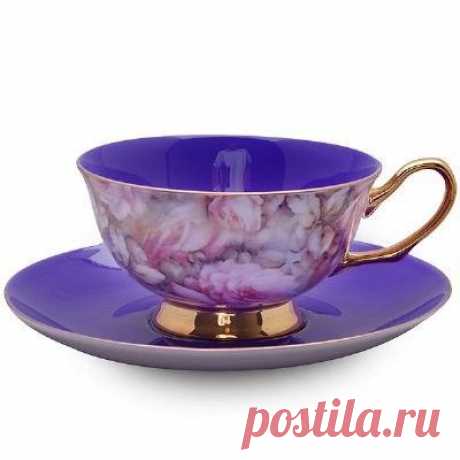 Satin Shelley Purple Bone China Tea Cup Saucer Set