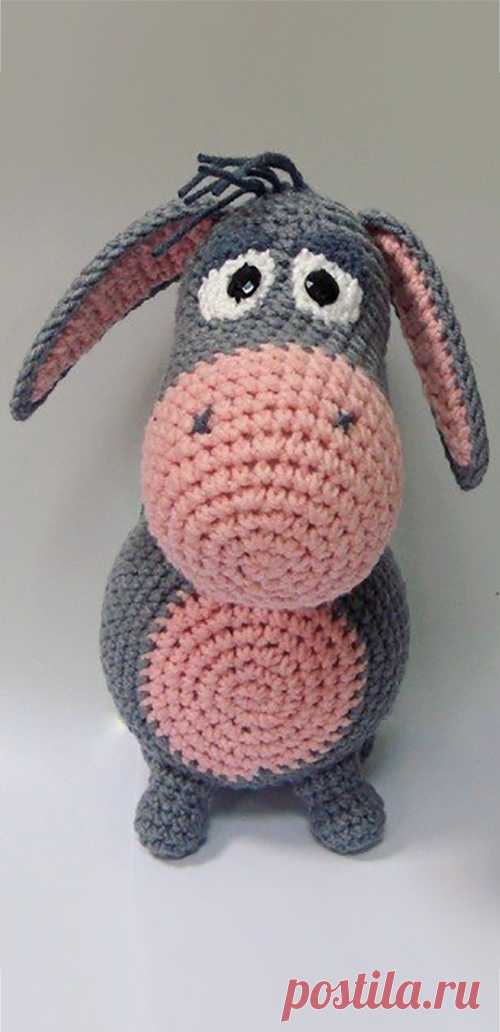 PDF Ослик Иа крючком. FREE crochet pattern; Аmigurumi animal patterns. Амигуруми схемы и описания на русском. Вязаные игрушки и поделки своими руками #amimore - Ослик Иа из советского мультфильма про Винни Пуха, осёл, Союзмультфильм.