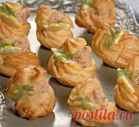 Профитроли с кремом из лосося, закуска. Пошаговый рецепт с фото