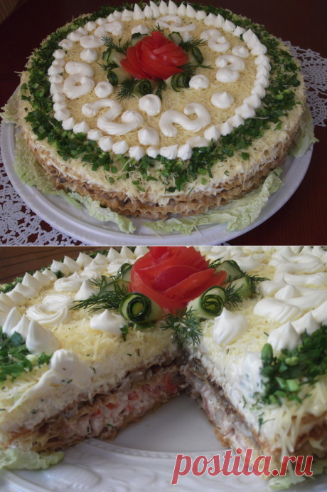 Закусочный торт из вафельных коржей