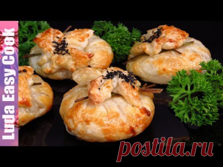 ЖЮЛЬЕН с курицей и грибами В МЕШОЧКАХ из СЛОЕНОГО ТЕСТА Французская Кухня ЗАКУСКИ на НОВЫЙ ГОД 2020